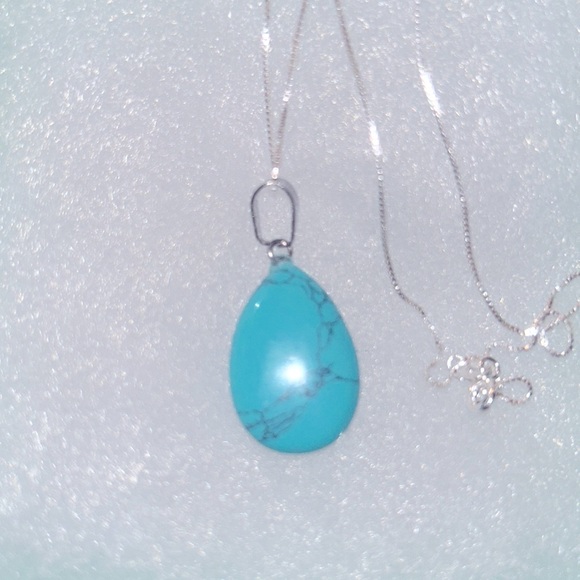 Boho Natural Turquoise Sterling Silver 16” Necklace - Picture 2 of 8